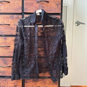 Vintage black lace button up